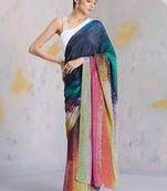 Multicolor original japan devsena satin saree japan satin digital print blouse