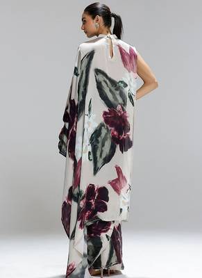 Multicolor original japan satin saree with digital print blouse 2