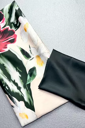 Multicolor original japan satin saree with digital print blouse