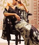 Black original japan devsena satin saree japan satin digital print blouse