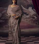 Grey original japan devsena satin saree japan satin digital print blouse