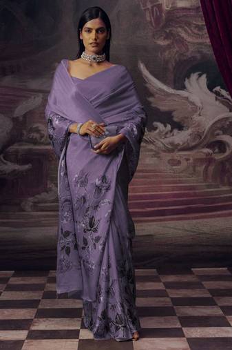 Light lavender original japan devsena satin saree japan satin digital print blouse