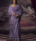 Light lavender original japan devsena satin saree japan satin digital print blouse