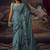 Aqua blue original japan devsena satin saree japan satin digital print blouse