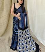 Multicolor original japan devsena satin saree japan satin digital print blouse