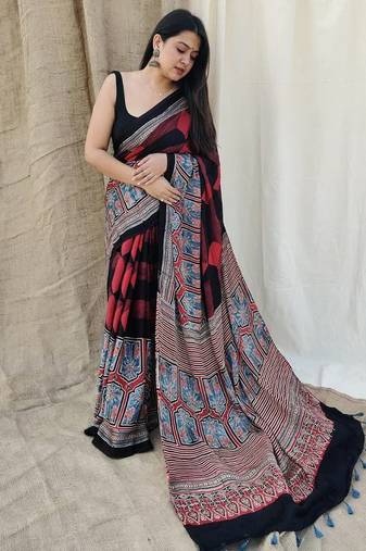 Multicolor original japan devsena satin saree japan satin digital print blouse