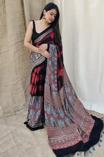Multicolor original japan devsena satin saree japan satin digital print blouse