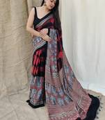 Multicolor original japan devsena satin saree japan satin digital print blouse