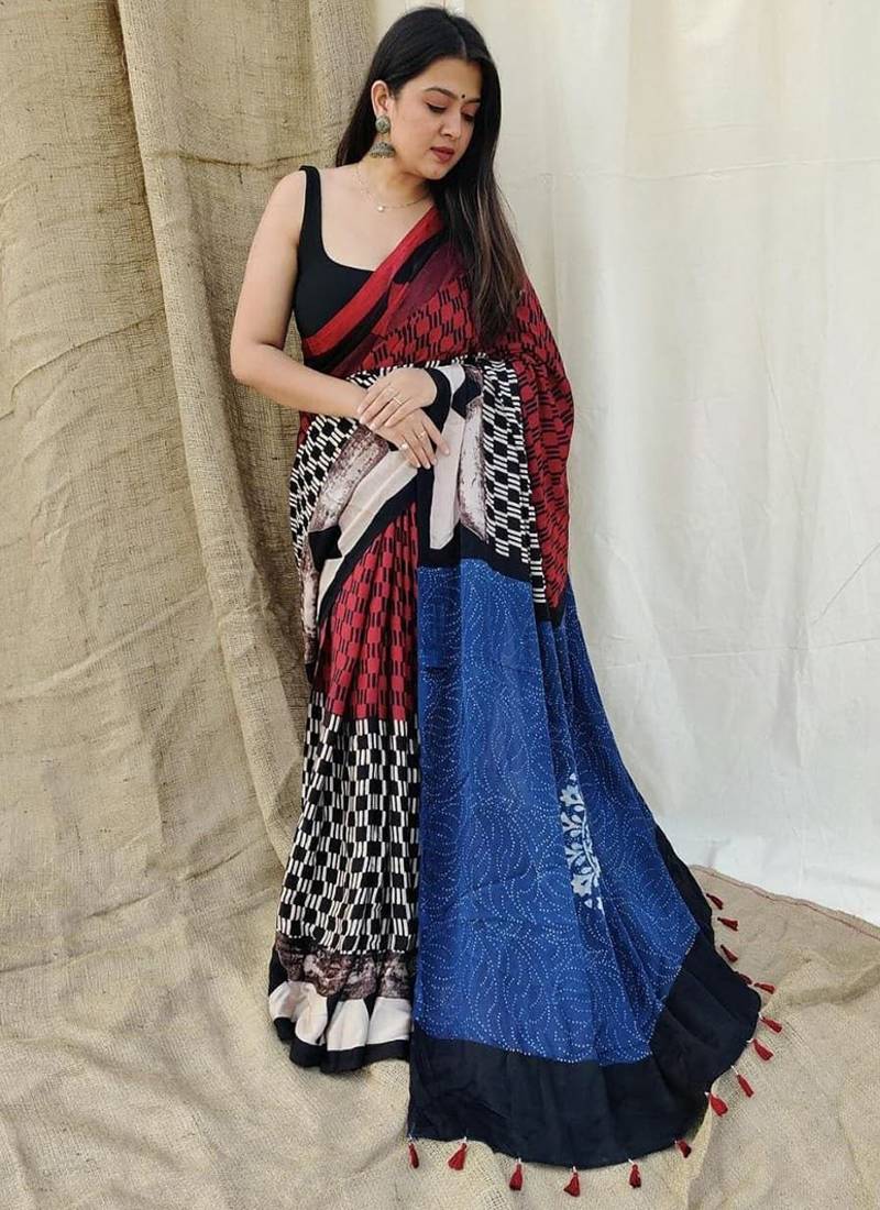 Multicolor original japan devsena satin saree japan satin digital print blouse