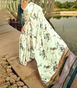 Off white original japan devsena satin saree japan satin digital print blouse