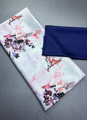 Off white original japan satin saree with digital print blouse 3