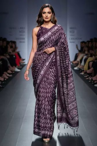 Purple original japan devsena satin saree japan satin digital print blouse