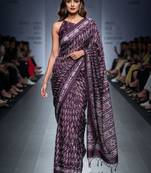 Purple original japan devsena satin saree japan satin digital print blouse