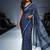 Blue original japan devsena satin saree japan satin digital print blouse
