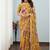 mustard silk blend digital printed saree with swarovski diamond work & blouse piece