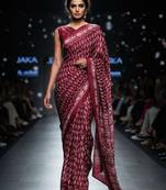 Maroon original japan devsena satin saree japan satin digital print blouse