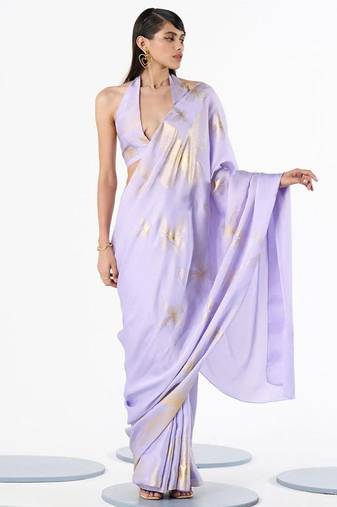 Light lavender original japan devsena satin saree japan satin digital print blouse