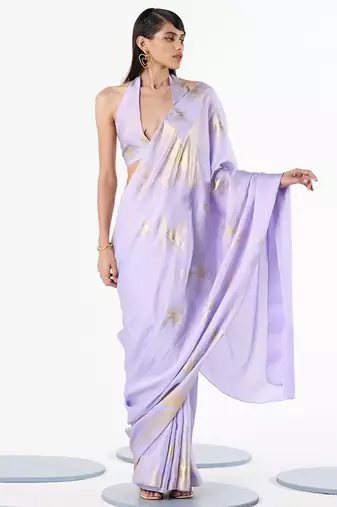 Light lavender original japan devsena satin saree japan satin digital print blouse