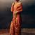 Dark orange original japan devsena satin saree japan satin digital print blouse