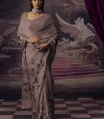 Grey original japan devsena satin saree japan satin digital print blouse