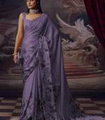 Lavender original japan devsena satin saree japan satin digital print blouse