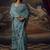 Aqua blue original japan devsena satin saree japan satin digital print blouse