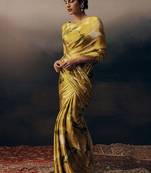 Mustard original japan devsena satin saree japan satin digital print blouse