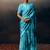 Aqua blue original japan devsena satin saree japan satin digital print blouse