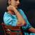 Aqua blue original japan devsena satin saree japan satin digital print blouse