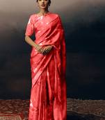 Peach original japan devsena satin saree japan satin digital print blouse