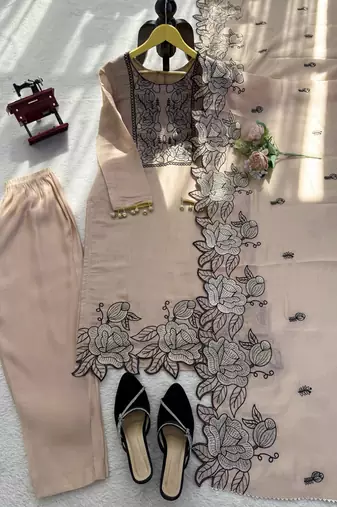  mul chanderi thread work suit set with dupatta festive ethnic wear for women