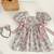 Pink floral printed cotton puff sleeve baby dress