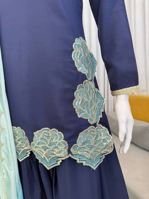 Elegant crepe 3-piece kurta set with farshi salwar & chinon silk dupatta festive wear for women 4