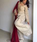 Tebby organza embroidered kurta set with farshi pant & georgette dupatta women s ethnic wear
