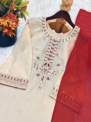 Tebby organza embroidered kurta set with farshi pant & georgette dupatta women s ethnic wear 4