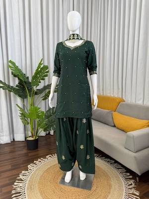  crepe farshi plazo set with thread, sequin & pearl work festive ethnic wear 1