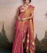 Pink silk blend silk blend party wear saree