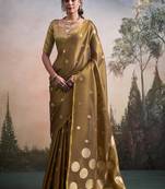 Gold silk blend silk blend party wear saree
