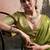 Olive silk blend silk blend party wear saree