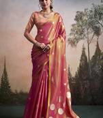 Peach silk blend silk blend party wear saree