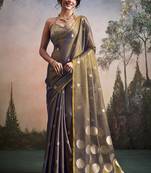 Grey silk blend silk blend party wear saree