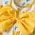 White & yellow heart print cotton puff sleeve fit & flare dress for girls