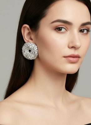 Silver disco luxe studs 4