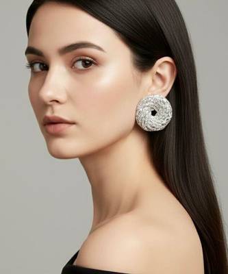 Silver disco luxe studs 5