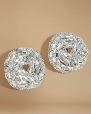 Silver disco luxe studs 1