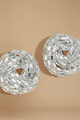 Silver disco luxe studs