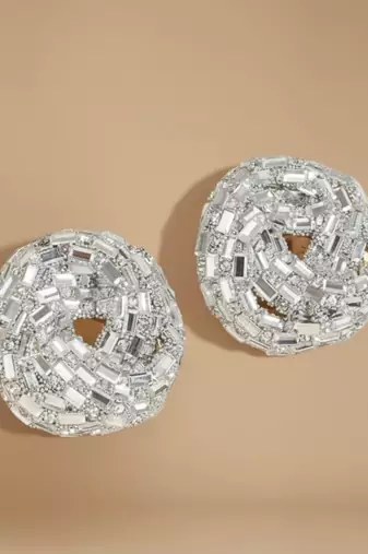 Silver disco luxe studs