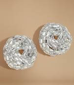 Silver disco luxe studs