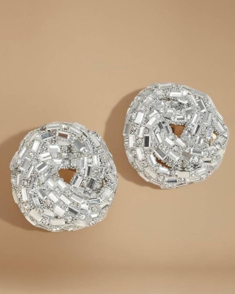 Silver disco luxe studs