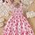 Red floral print rayon smocked fit & flare midi dress for girls